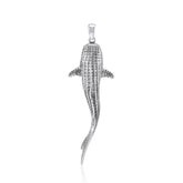 Gentle giants in benign grace ~ Large Whale Shark Silver Pendant TPD5199 - Pendant
